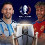 Messi and Lamine Yamal in a single image with the Intercontinental Cup placed between them