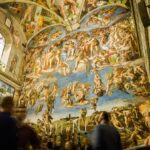One of Michelangelo’s most striking works, featuring many angels in the sky