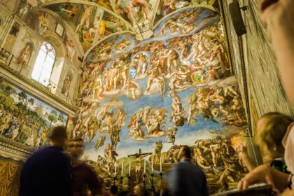 One of Michelangelo’s most striking works, featuring many angels in the sky