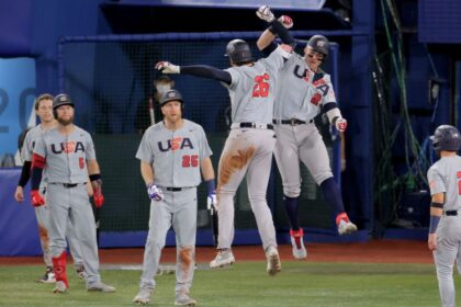 Team USA players after hitting a home run in the middle of the game