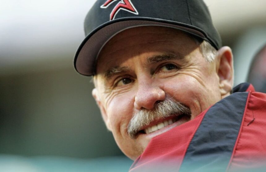 The MLB legend looking toward the horizon while smiling
