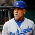The Los Angeles Dodgers legend in the bullpen looking out toward the field