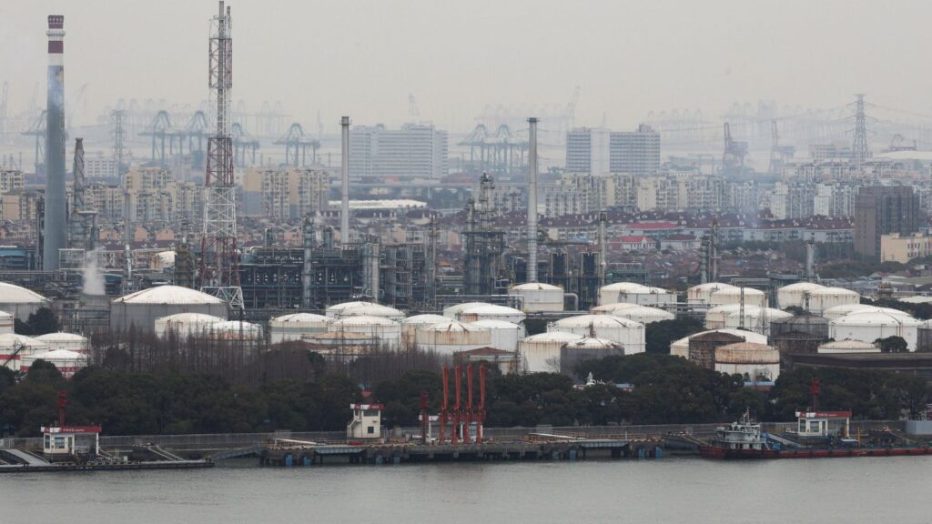 A giant power plant in China with many cables and compartments.