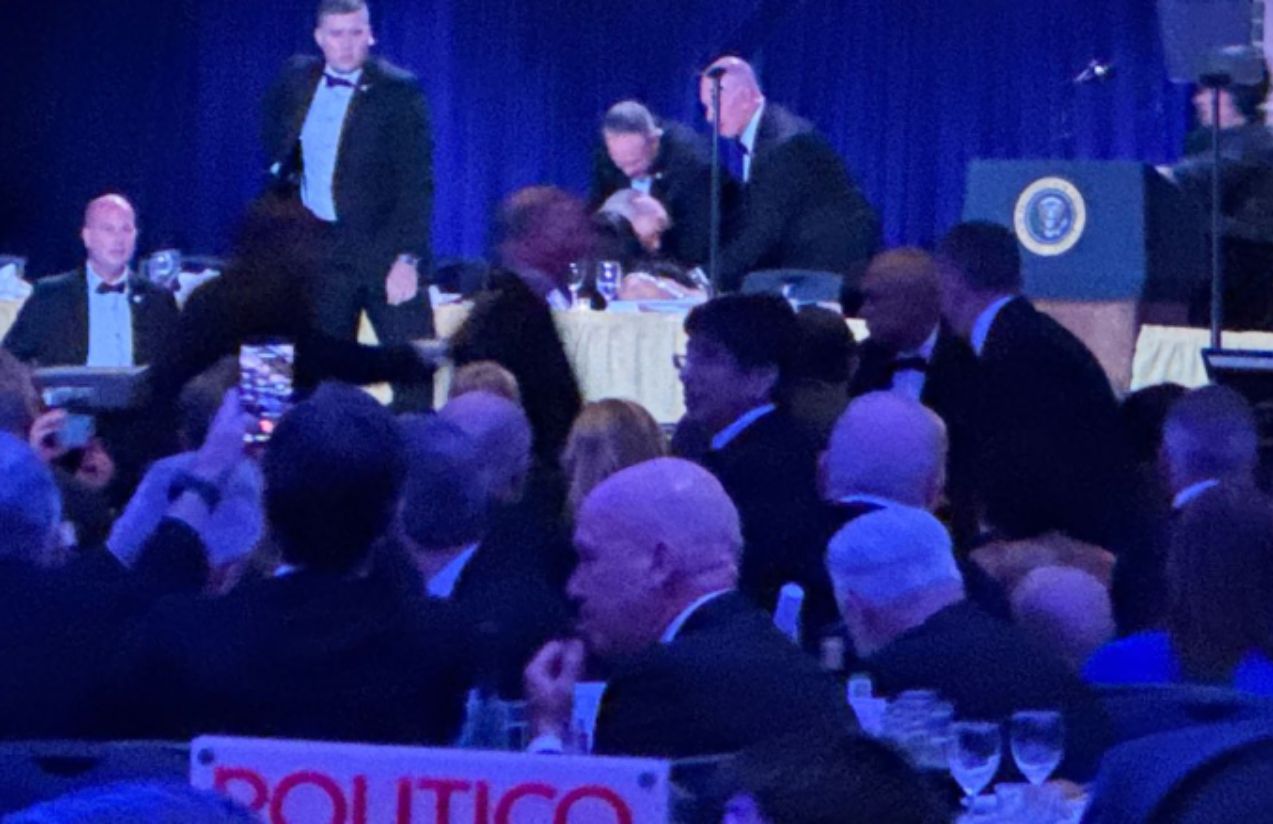 Donald Trump attends the Correspondents’ Dinner as a historic night takes an unexpected turn