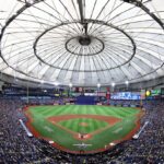 The Tropicana Field packed with fans cheering on the Tampa Bay Rays during a game