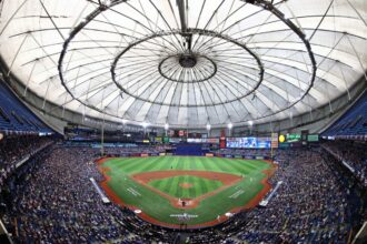 The Tropicana Field packed with fans cheering on the Tampa Bay Rays during a game