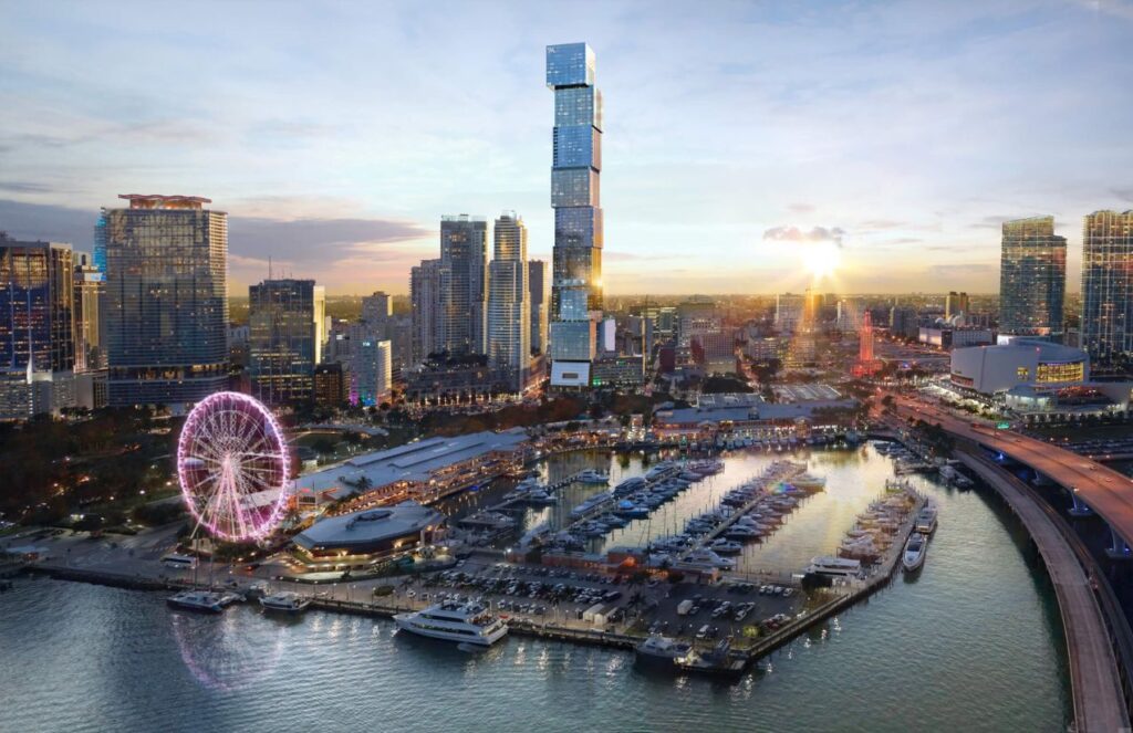 A mosaic of what the new skyscraper being built in Miami will look like.