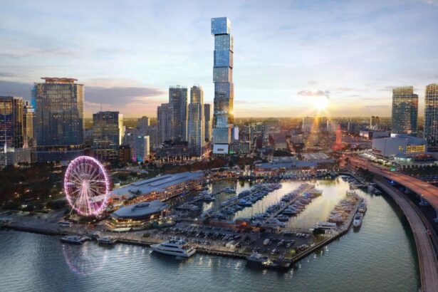 A mosaic of what the new skyscraper being built in Miami will look like.