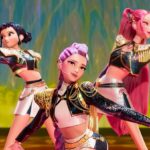 The protagonists of the animated film posing in the middle of one of their performances.