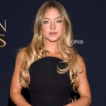 The young and glamorous actress posing on the red carpet in a beautiful black dress