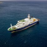 A cruise ship affected by Hantavirus in the middle of the sea.