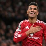 The experienced Brazilian midfielder wearing the red Manchester United uniform