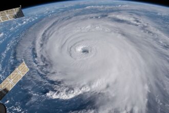 A massive hurricane seen from space