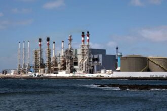 A Japanese energy plant with all its cables and transformers.