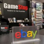 A technology store displaying the names of GameStop and eBay.