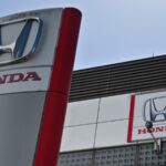 A large Honda sign in front of the company’s offices in Japan.