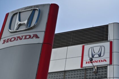 A large Honda sign in front of the company’s offices in Japan.