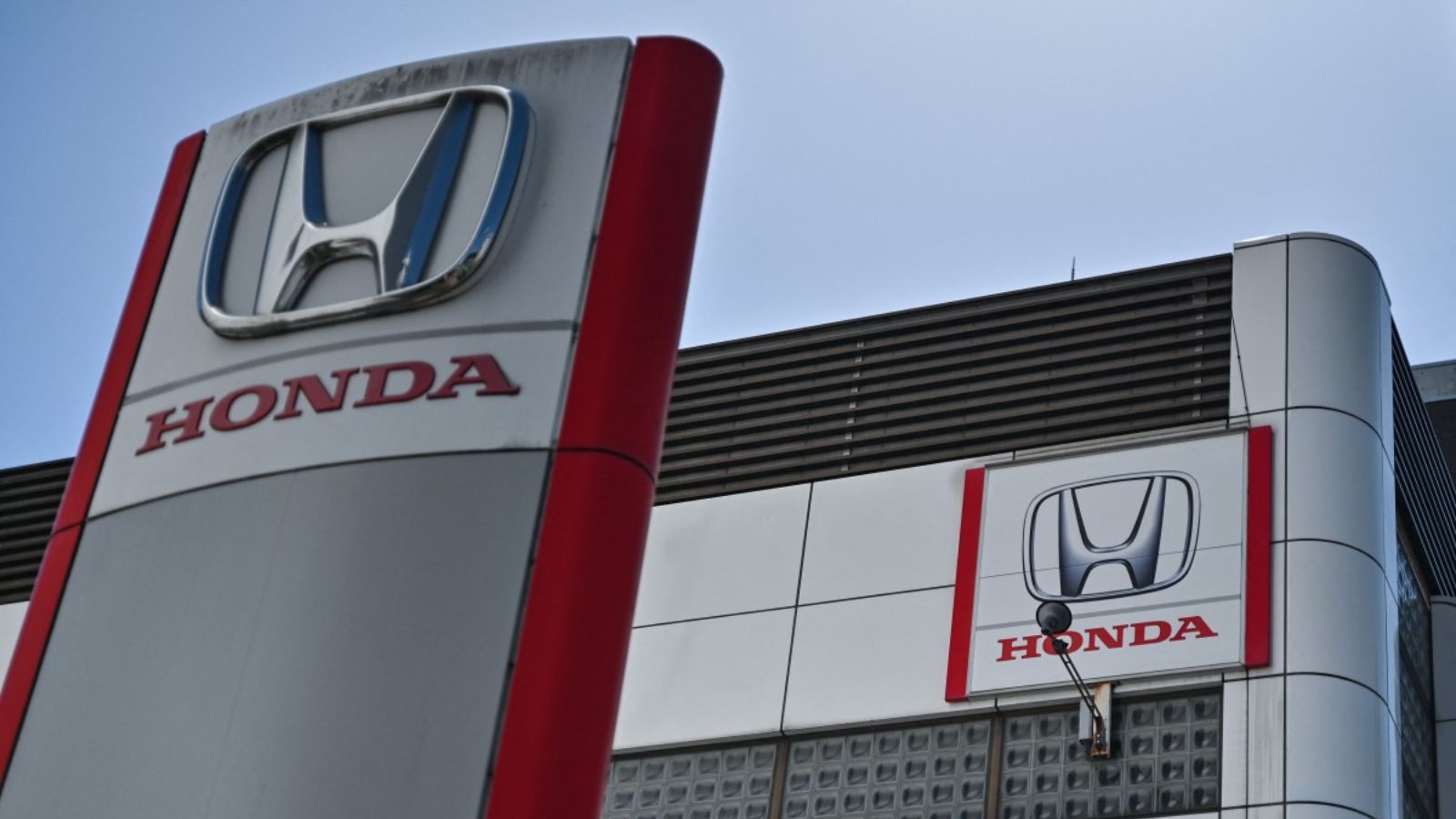 A large Honda sign in front of the company’s offices in Japan.