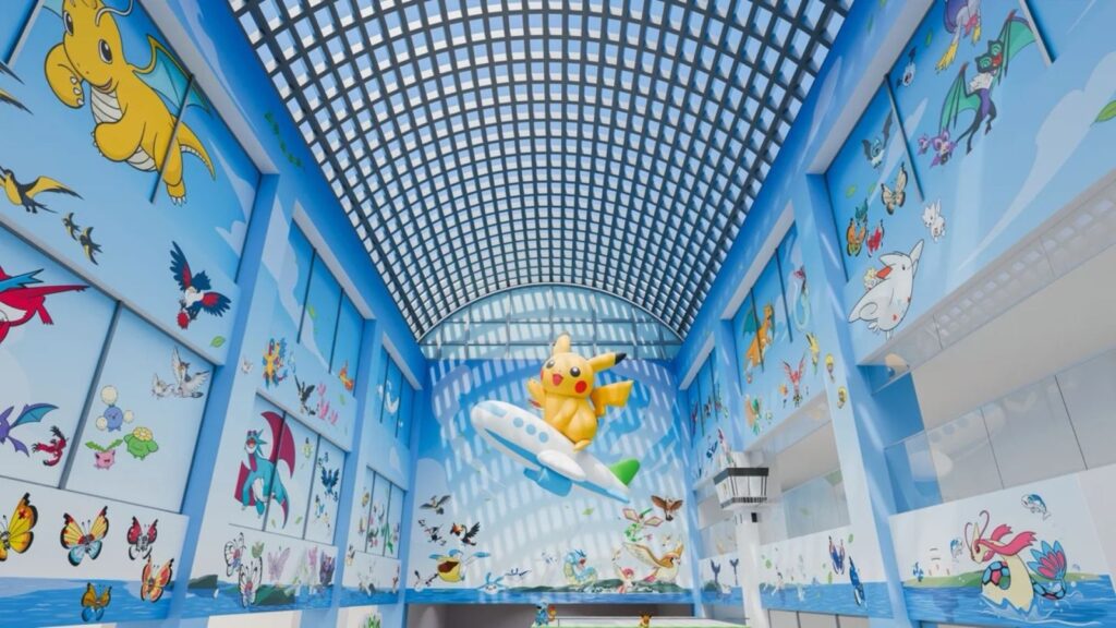 A main airport hall filled with paintings and figures from the anime loved by millions around the world.