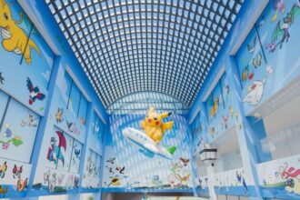 A main airport hall filled with paintings and figures from the anime loved by millions around the world.