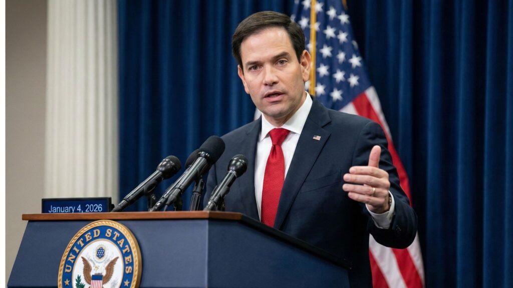 Marco Rubio giving a speech in front of a large audience.