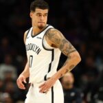 Michael Porter Jr. wearing the Brooklyn Nets uniform in the middle of a game.