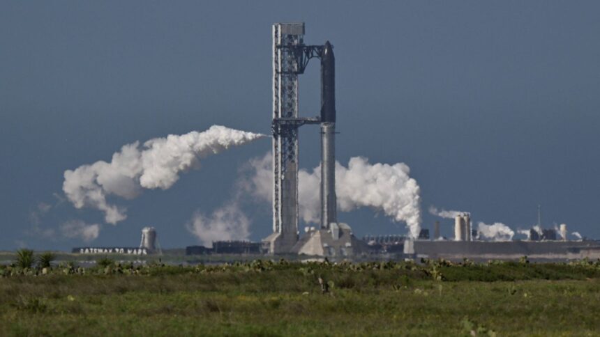 A SpaceX rocket about to be launched for testing.