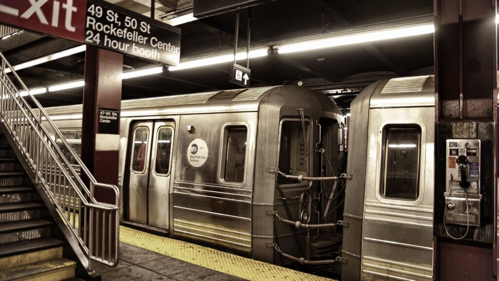 A view of the New York City Subway and its trains.