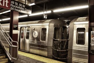 A view of the New York City Subway and its trains.