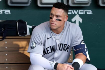 The New York team’s star sitting on the bench with a concerned expression on his face