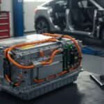 An electric vehicle battery placed on a table