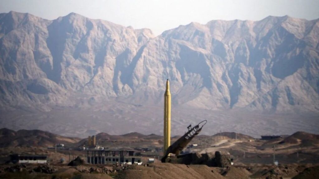 A vehicle carrying a large missile that is about to be launched