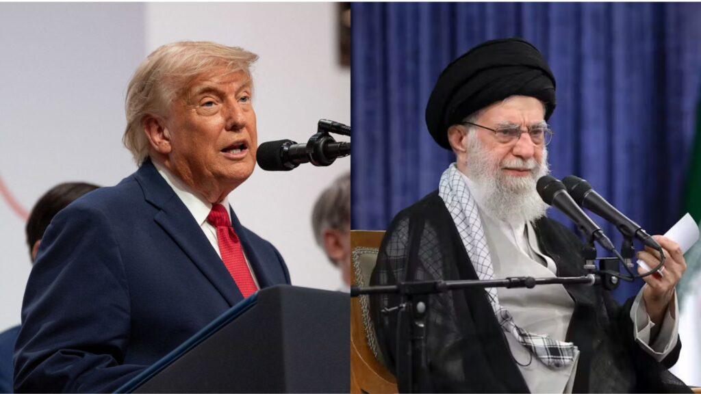 The United States, Israel, and Iran accelerate talks for a peace deal that could reshape the Middle East The two top officials from both countries seated at a podium, preparing to speak into microphones