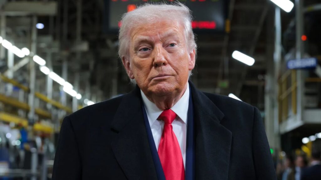 United States tightens visa access in Africa with major consulate cuts Donald Trump wearing an elegant suit while walking through a manufacturing facility