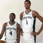 The American point guard and the French phenom posing for a photo session