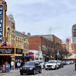A panoramic photo of a street in Michigan, United States