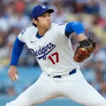 The Japanese superstar standing on the mound, ready to deliver a spectacular pitch.