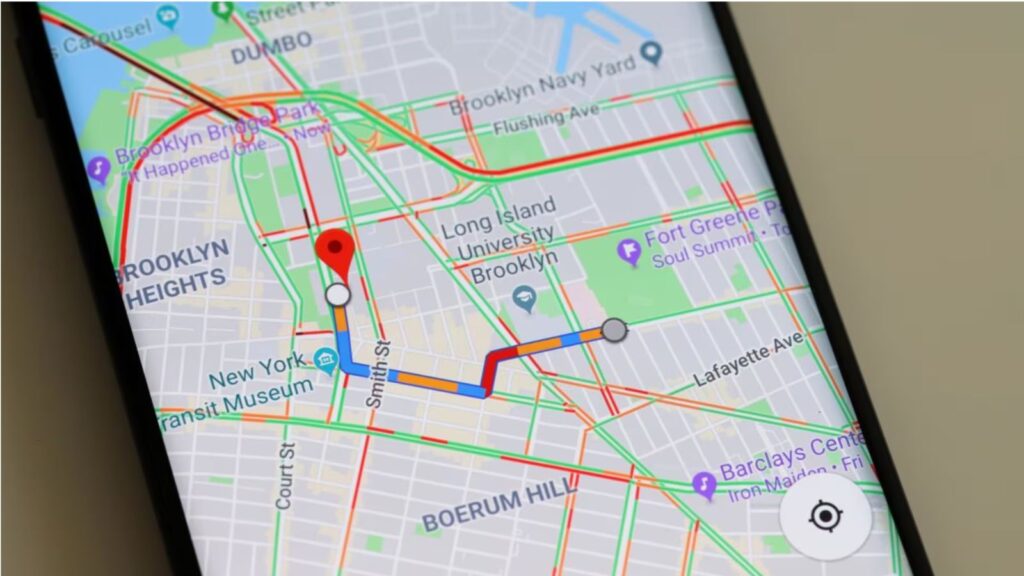 "A smartphone displaying Google Maps directions
