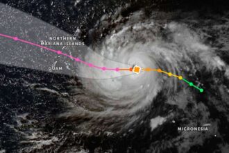 A super typhoon viewed from a satellite