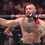 Conor McGregor warming up and throwing punches in the air before his fight against Max Holloway