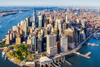 A panoramic view of New York City featuring its incredible skyscrapers