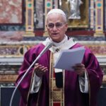 Pope Leo XIV delivers a powerful message to the United States on its 250th anniversary The current Pope speaking into a microphone to the people gathered at the church