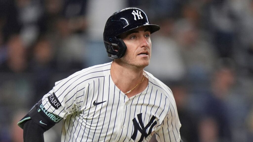 Bellinger watching the ball leave the field after a tremendous hit