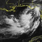 A satellite and infrared image of the storm forming near the coast of Florida
