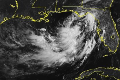A satellite and infrared image of the storm forming near the coast of Florida