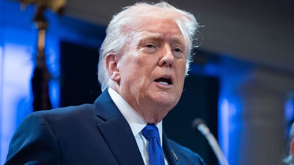 Trump promotes the freedom plan to lower gas prices across the United States Donald Trump wearing an impeccable suit while speaking to the crowd gathered around him