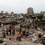Several buildings destroyed after the powerful earthquake that struck Venezuela