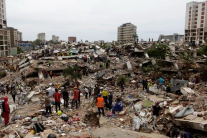 Several buildings destroyed after the powerful earthquake that struck Venezuela