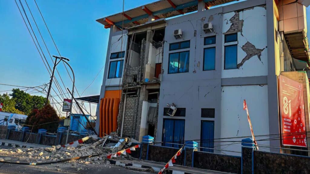 A house completely destroyed after the powerful earthquake