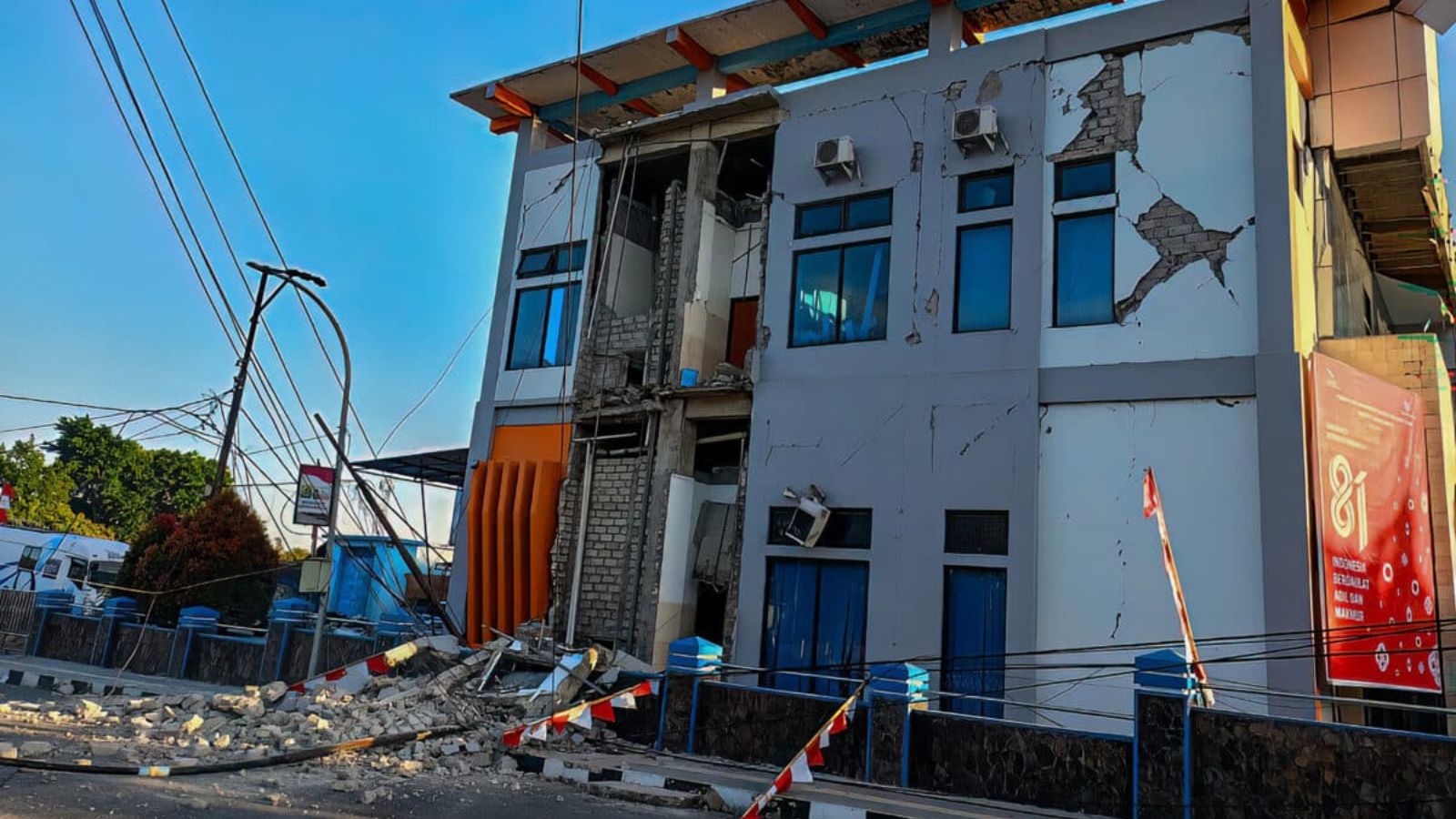 A house completely destroyed after the powerful earthquake